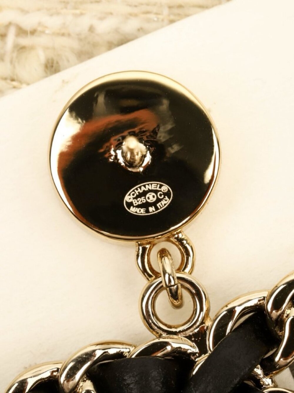 Chanel Gold-Tone Black Enamel Ball Pearl Drop Earrings